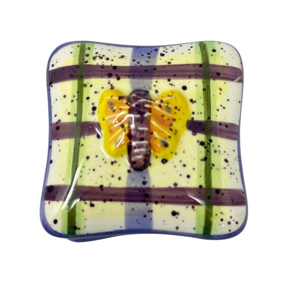 Julie Ueland Enesco Ceramic Trinket Boxes Floral Butterfly Set Vintage 1999 - Picture 8 of 16